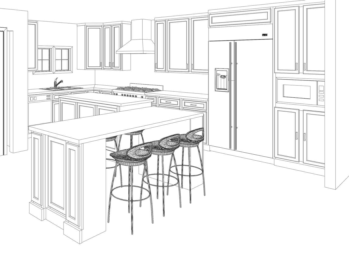 kitchen cabinets hidden lines