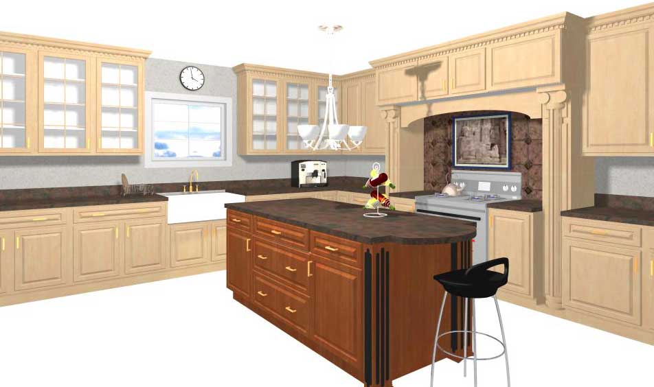 computer kitchen design texture render