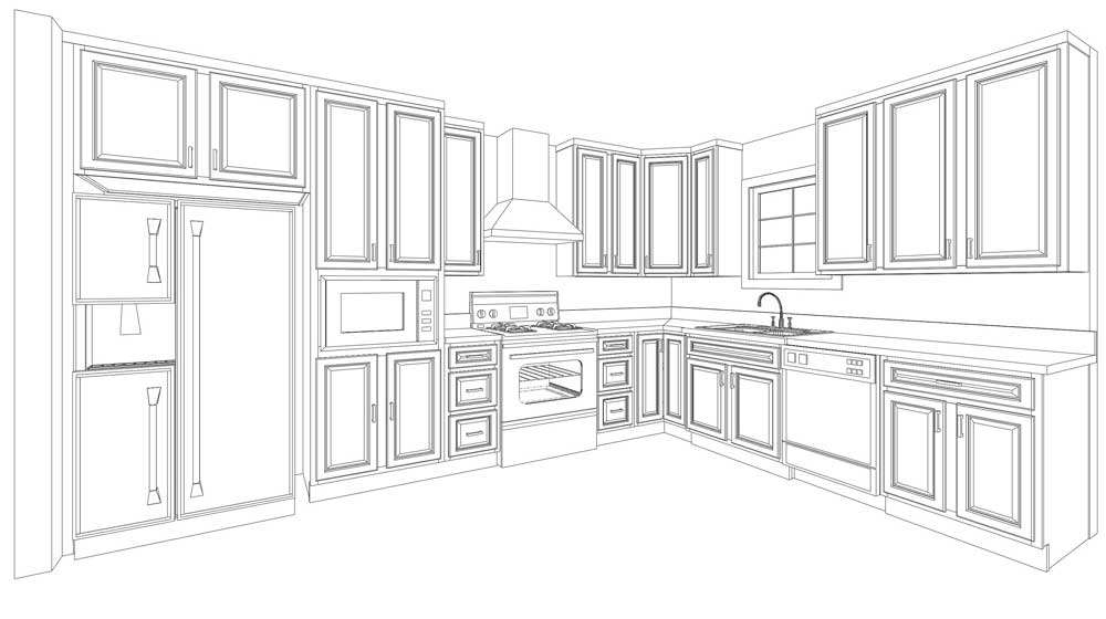 kitchen design in 3D perspective view