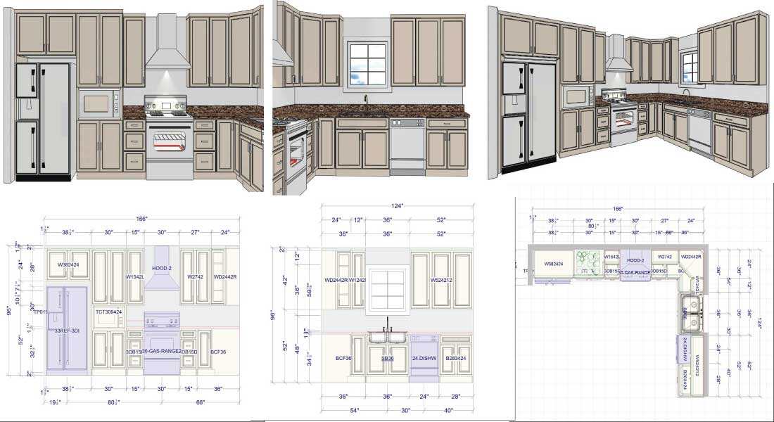 computer kitchen design elevation views