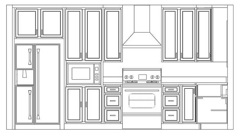 computer kitchen design wall-elevation view